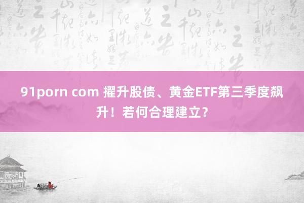 91porn com 擢升股债、黄金ETF第三季度飙升！若何合理建立？