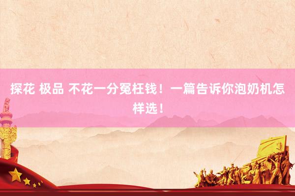 探花 极品 不花一分冤枉钱!一篇告诉你泡奶机怎样选!