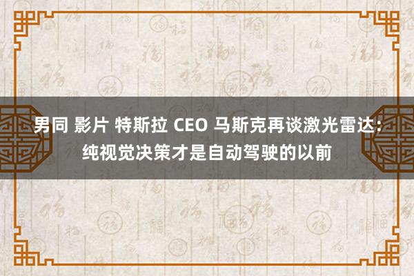 男同 影片 特斯拉 CEO 马斯克再谈激光雷达：纯视觉决策才是自动驾驶的以前