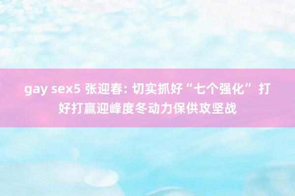 gay sex5 张迎春: 切实抓好“七个强化” 打好打赢迎峰度冬动力保供攻坚战