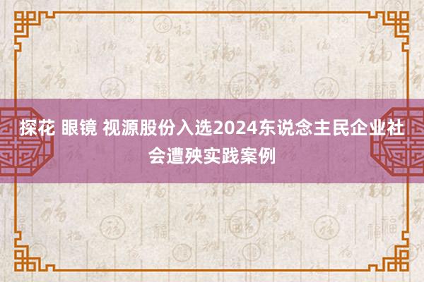 探花 眼镜 视源股份入选2024东说念主民企业社会遭殃实践案例