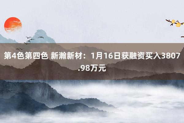 第4色第四色 新瀚新材：1月16日获融资买入3807.98万元