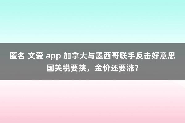匿名 文爱 app 加拿大与墨西哥联手反击好意思国关税要挟，金价还要涨？