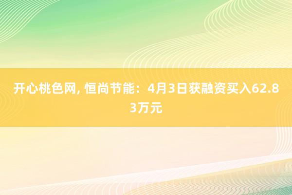 开心桃色网， 恒尚节能：4月3日获融资买入62.83万元