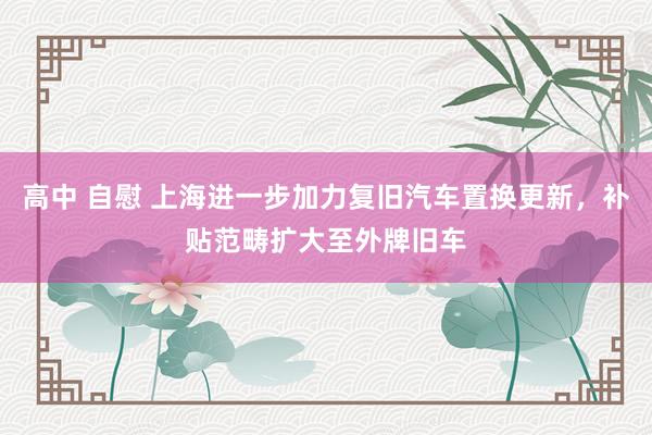 高中 自慰 上海进一步加力复旧汽车置换更新，补贴范畴扩大至外牌旧车