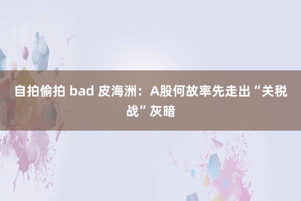 自拍偷拍 bad 皮海洲：A股何故率先走出“关税战”灰暗