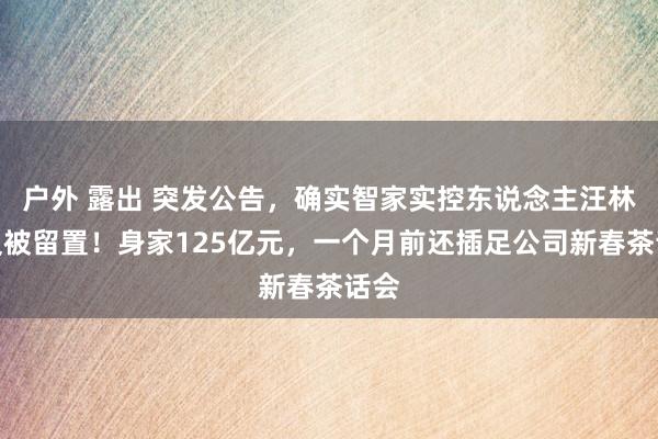 户外 露出 突发公告，确实智家实控东说念主汪林一又被留置！身家125亿元，一个月前还插足公司新春茶话会