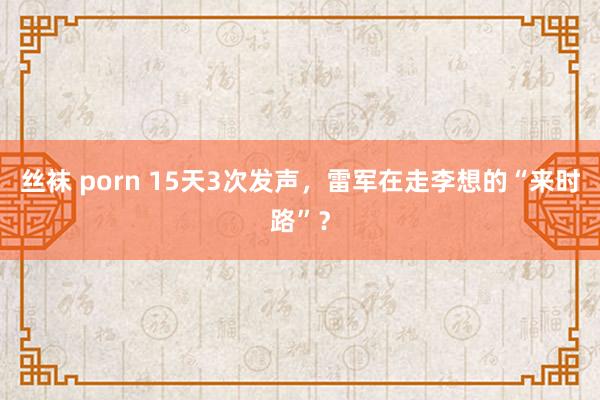 丝袜 porn 15天3次发声，雷军在走李想的“来时路”？
