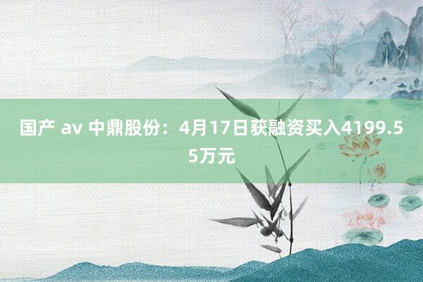 国产 av 中鼎股份：4月17日获融资买入4199.55万元