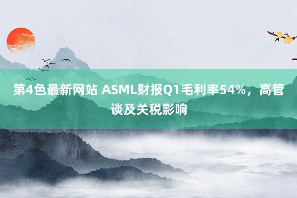 第4色最新网站 ASML财报Q1毛利率54%，高管谈及关税影响