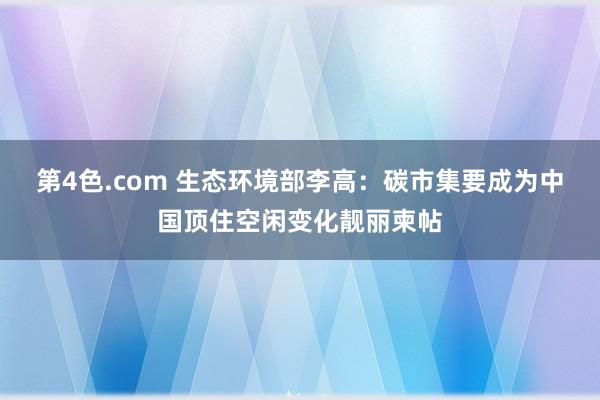 第4色.com 生态环境部李高：碳市集要成为中国顶住空闲变化靓丽柬帖