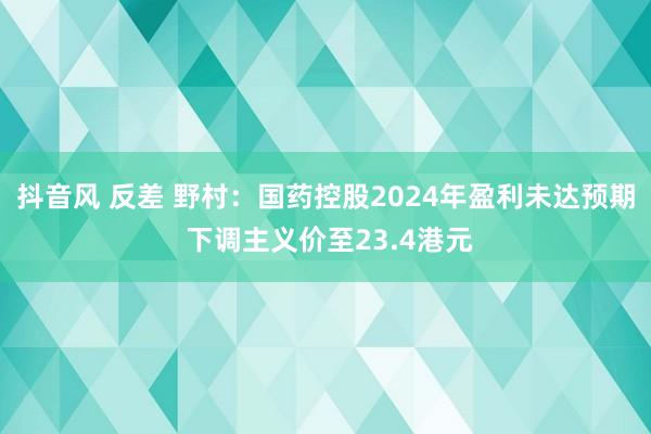 抖音风 反差 野村：国药控股2024年盈利未达预期 下调主义价至23.4港元
