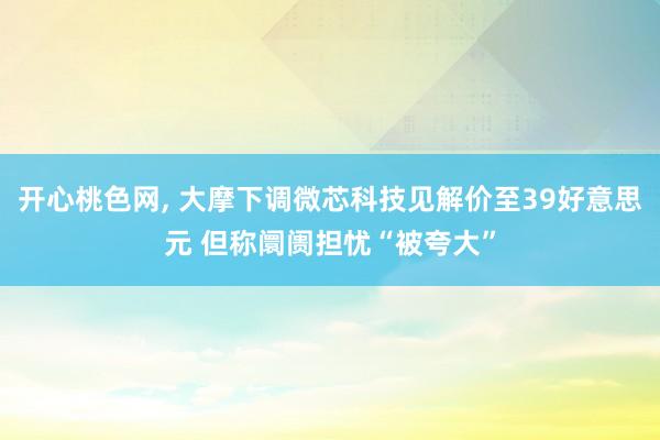 开心桃色网， 大摩下调微芯科技见解价至39好意思元 但称阛阓担忧“被夸大”